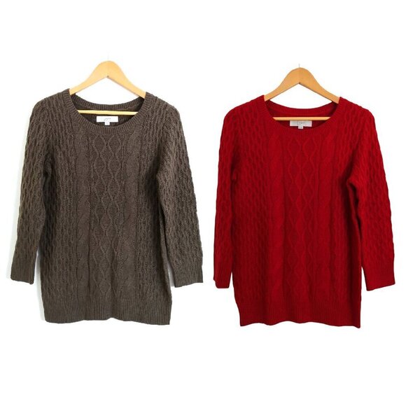 NWOT LOFT Wool/Cotton/Rabbit Hair Blend Cable Knit Cozy Sweater Size M - Picture 1 of 11